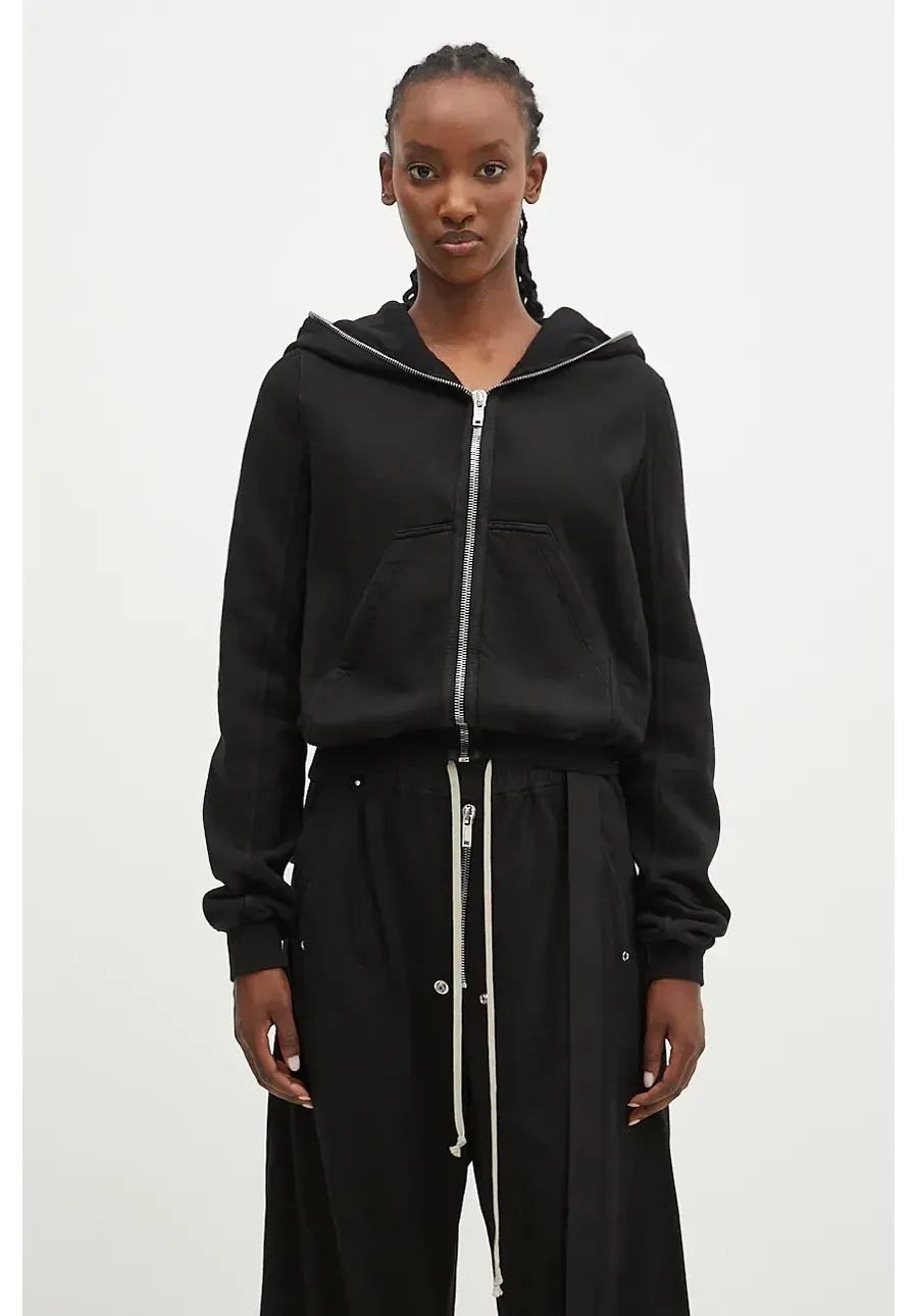 obrazek 1 Rick Owens bluza bawełniana Small Gimp Hoodie damska kolor czarny z kapturem gładka DS02D2246.FEP1