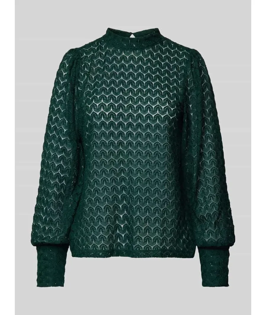 obrazek 1 Top bluzkowy o kroju regular fit z koronki z bufiastymi rękawami model ‘BECCA’