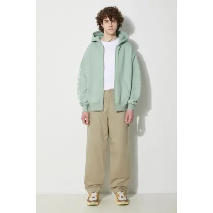 Zdjęcie PLEASURES bluza Oe Zip Up Hoodie męska kolor zielony z kapturem z aplikacją P23W038.MATCHA