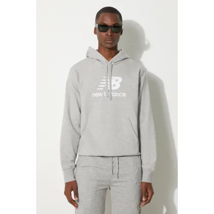 Zdjęcie New Balance bluza męska kolor szary z kapturem z nadrukiem MT31537AG-7AG