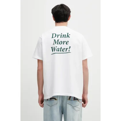 Zdjęcie Sporty & Rich t-shirt bawełniany Drink More Water kolor biały z nadrukiem TO043606300WH01