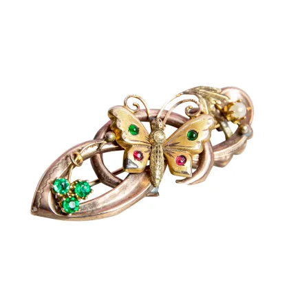 Zdjęcie Motylek - broszka z różowego złota i kamieni syntetycznych