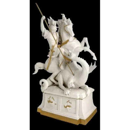Zdjęcie Jeździec na koniu zabijający smoka - figurka z porcelany do luksusowych wnętrz