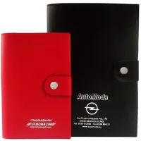 Picture An unusual leather case with a logo for car documents