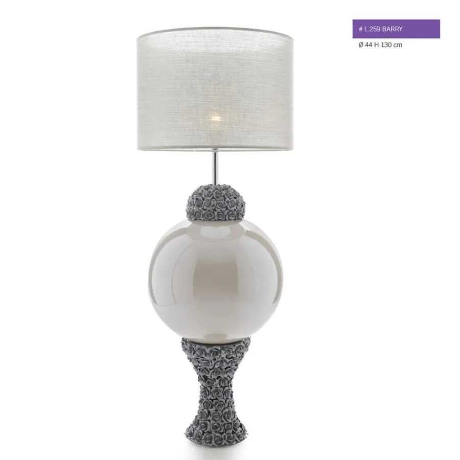 obrazek 1 Solidna duża ceramiczna lampa z ozdobnymi różami 130cm