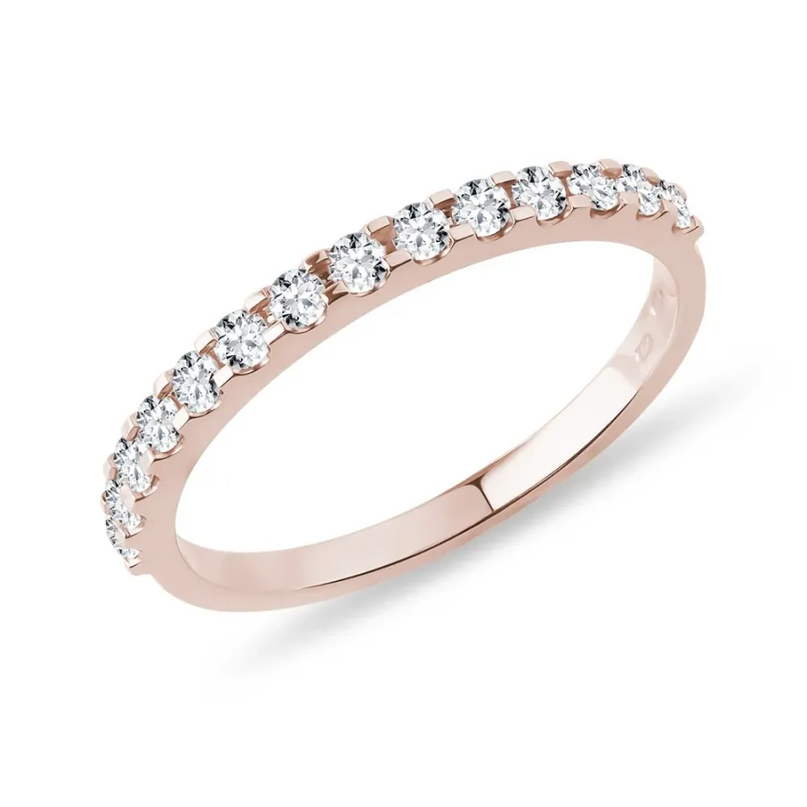 obrazek 1 Obrączka z różowego złota z diamentami w stylu half-Eternity KLENOTA