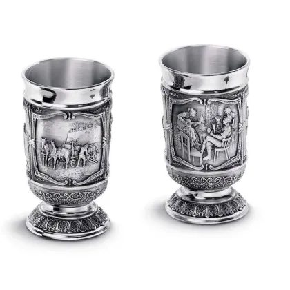 Zdjęcie Para cynowych kieliszków do wódki