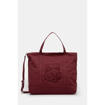 Zdjęcie Maison Kitsuné torba bawełniana Fox Head Xl Tote kolor bordowy LW05105WW0107