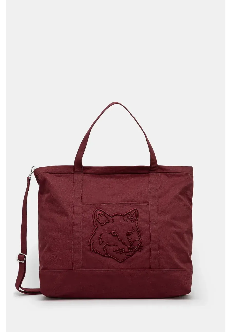 obrazek 1 Maison Kitsuné torba bawełniana Fox Head Xl Tote kolor bordowy LW05105WW0107