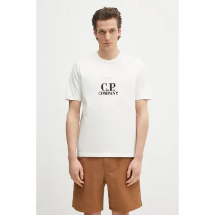 Zdjęcie C.P. Company t-shirt bawełniany męski kolor biały z aplikacją 18CMTS106A110301W