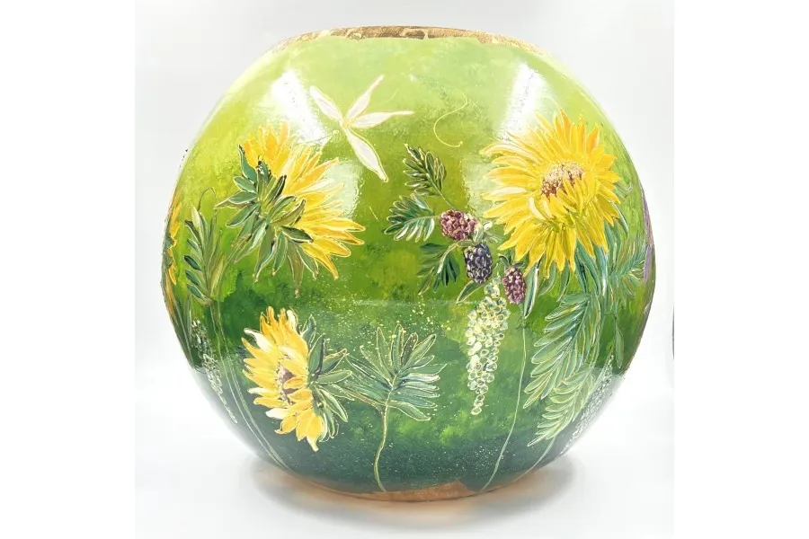 obrazek 2 Ekskluzywny duży zielony wazon kulowy - idealny jako prezent