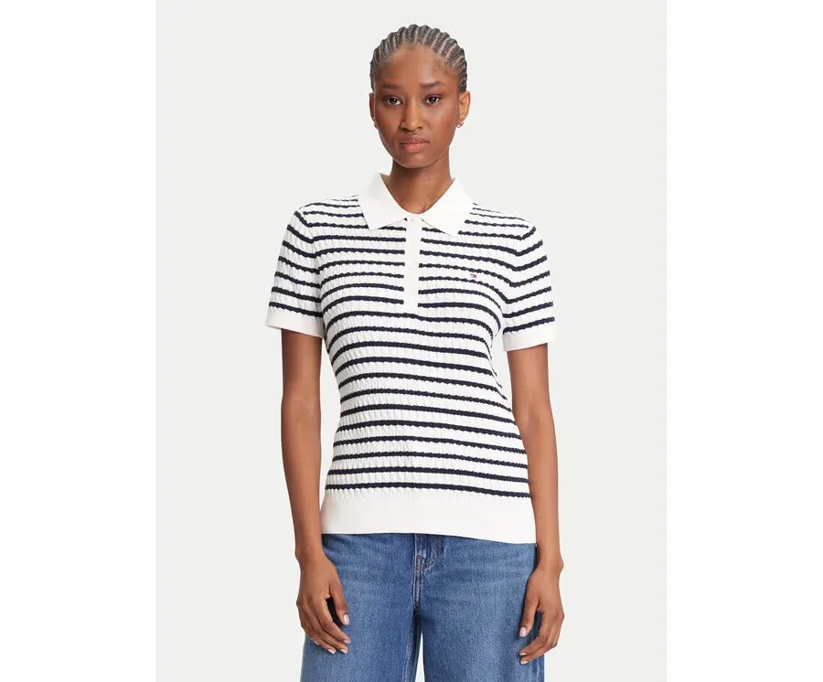 obrazek 1 Tommy Hilfiger Sweter Fine WW0WW41474 Écru Regular Fit