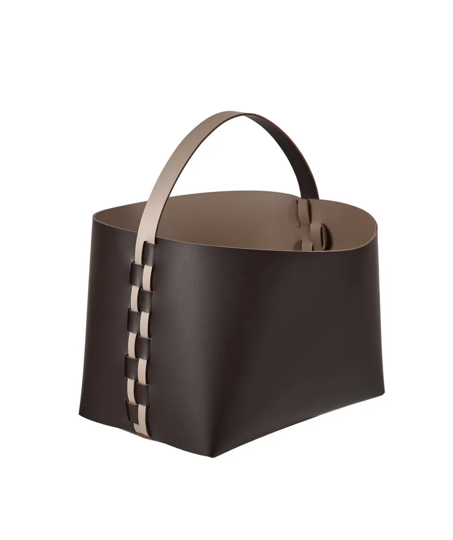 obrazek 1 Stylowy czekoladowy kosz Helena z rączką 35x30xH26 cm