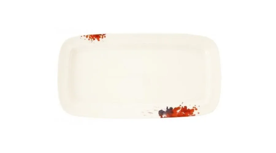 obrazek 1 Porcelanowy prostokątny talerz na ciasto zdobiony motywem kwiatu geranium – Tettau