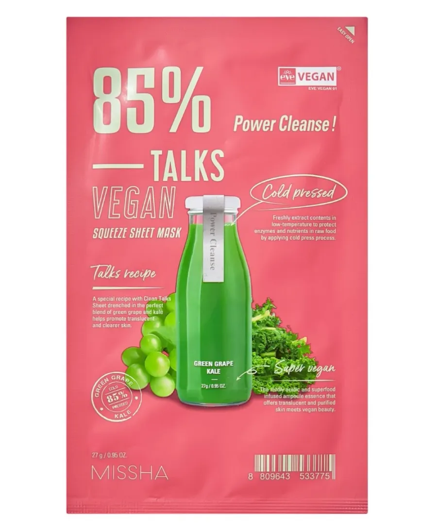 obrazek 1 Missha Talks Vegan Squeeze Maska w płachcie, Power Cleanse  27 g
