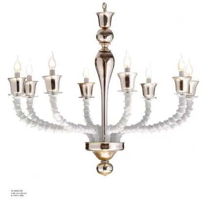 Zdjęcie Żyrandol z 8 światłami ze szkła Murano z efektem lustra - Il Paralume Marina