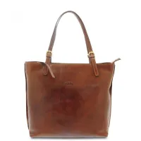 Picture Italian elegant leather shopper - Giudi