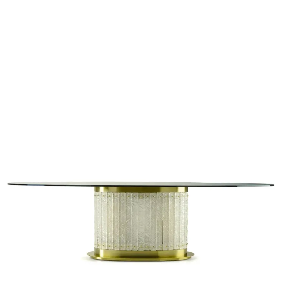 obrazek 1 Elegancki owalny stolik kawowy z metalową konstrukcją H.45xL.140xP.83 cm
