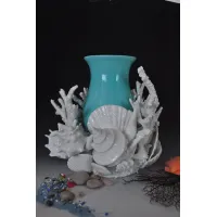 Picture Italian decorated candle holder with nautical decoration