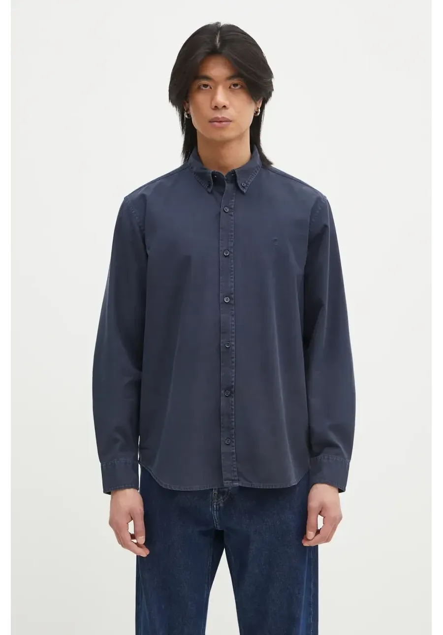 obrazek 1 Carhartt WIP koszula bawełniana Longsleeve Bolton Shirt męska kolor granatowy regular z kołnierzykiem button-down I030238.0NYGD