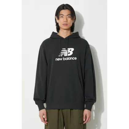 Zdjęcie New Balance bluza Sport Essentials męska kolor czarny z kapturem z nadrukiem MT41501BK