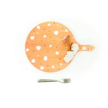 Zdjęcie Duży okrągły talerz na wędliny zdobiony figurką prosiątka - Le Ceramiche