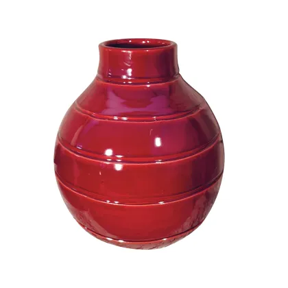 Picture Italian ceramic vase with a round shape, brown