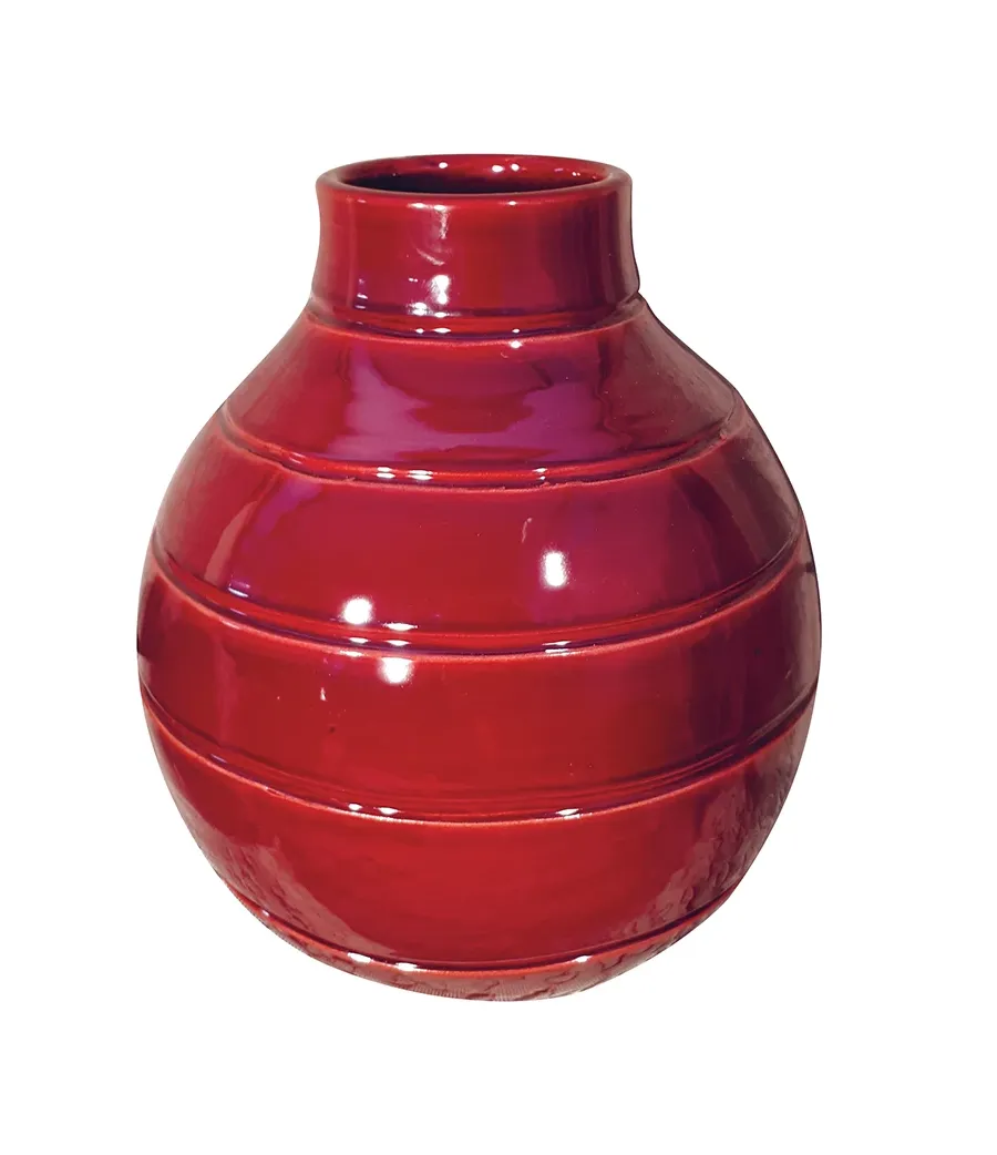 obrazek 1 Włoski ceramiczny wazon o pękatym kształcie w kolorze brązowym