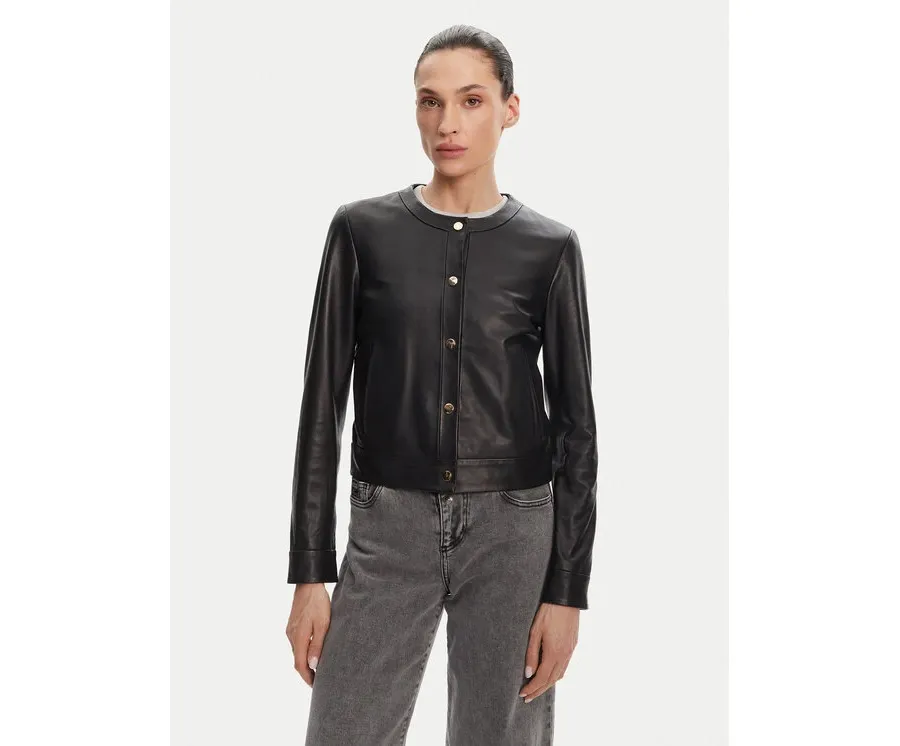 obrazek 1 Serge Pariente Kurtka skórzana Marion Czarny Slim Fit