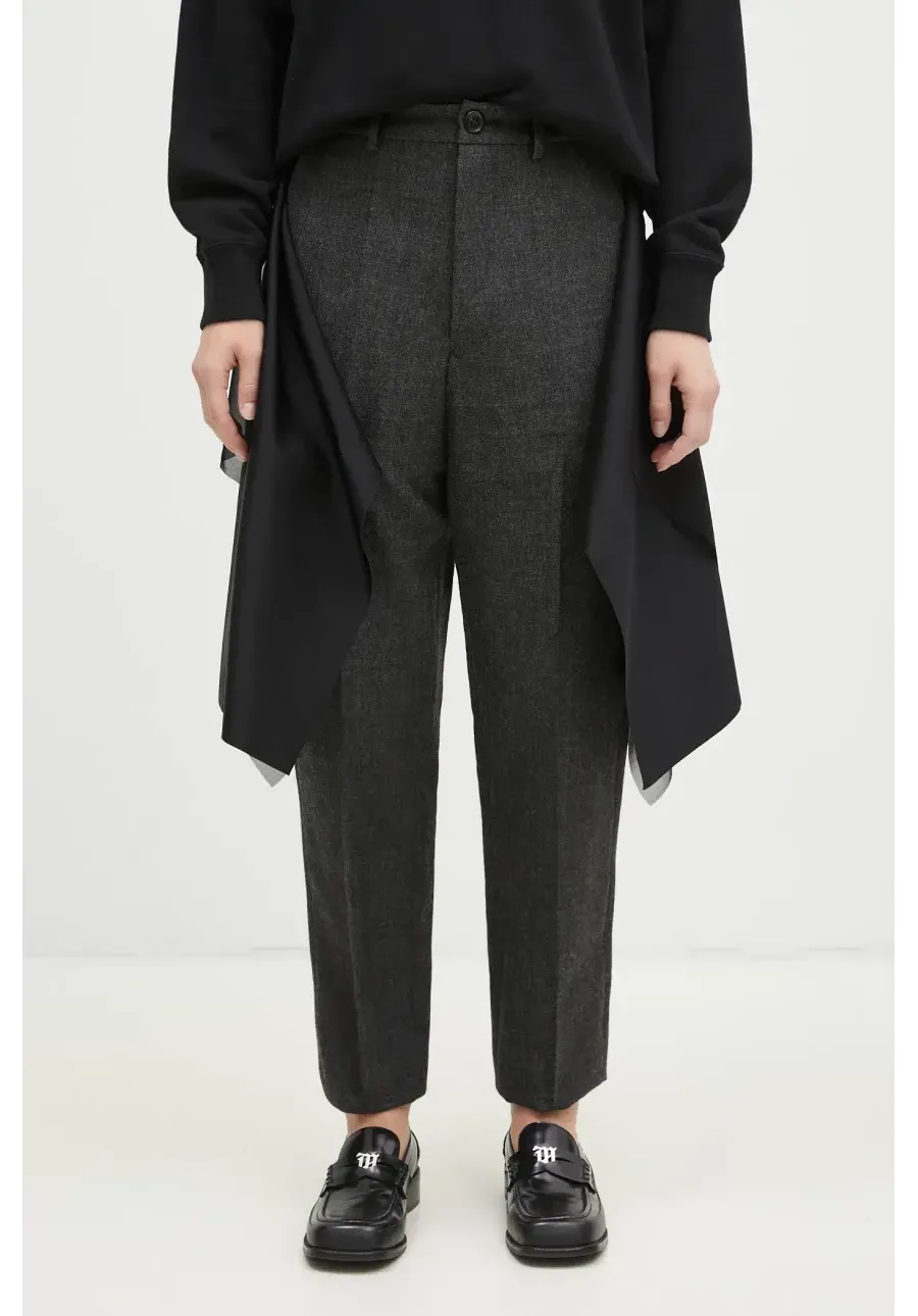 obrazek 1 Undercover spodnie wełniane Pants kolor szary proste high waist UC2D1505