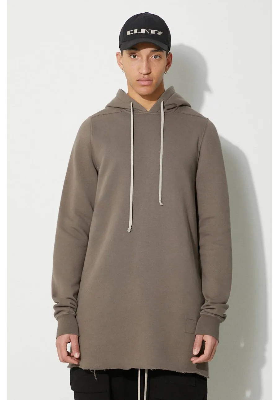 obrazek 1 Rick Owens bluza bawełniana Pullover Hoodie męska kolor brązowy z kapturem gładka DU01D1285.F.34
