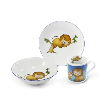 Zdjęcie Stylowy 3-elementowy porcelanowy zestaw dla dziecka Lew - Leander