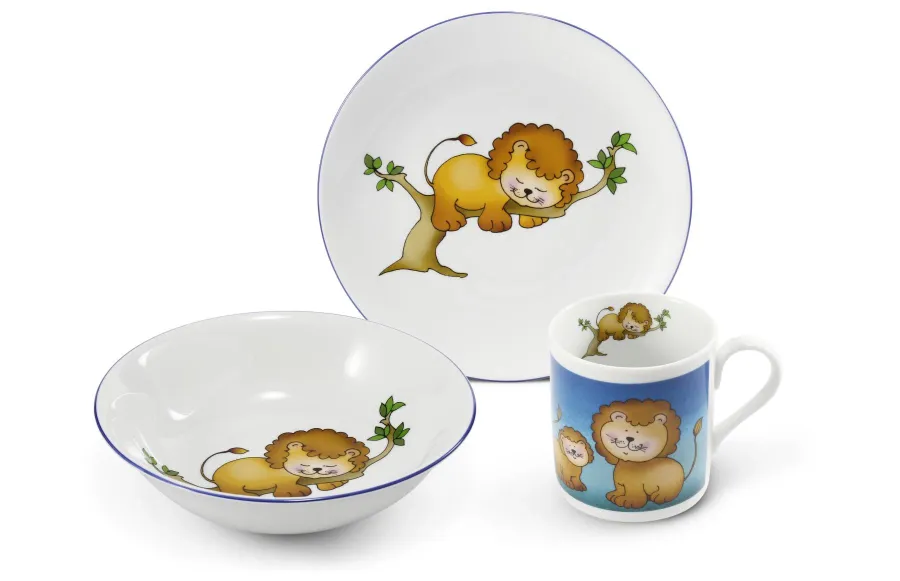 obrazek 1 Stylowy 3-elementowy porcelanowy zestaw dla dziecka Lew - Leander