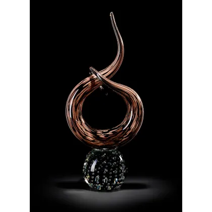 Zdjęcie Nowoczesna rzeźba Abstrakcyjny węzeł z awenturynu na podstawie z kryształu szkło Murano rozmiar S