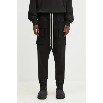 Zdjęcie Rick Owens spodnie bawełniane Creatch Cargo Cropped Drawstring kolor czarny proste DU02D2371.TW