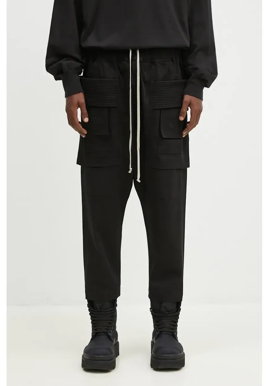 obrazek 1 Rick Owens spodnie bawełniane Creatch Cargo Cropped Drawstring kolor czarny proste DU02D2371.TW