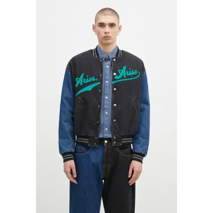 Zdjęcie Aries kurtka bomber jeansowa Varsity Denim Jacket kolor czarny przejściowa AR7030302
