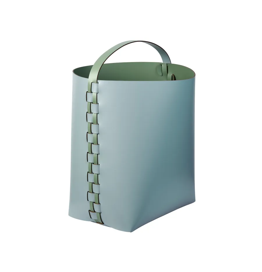 picture 1 Light blue pastel Helena basket 35x30xH45 cm made of natural leather