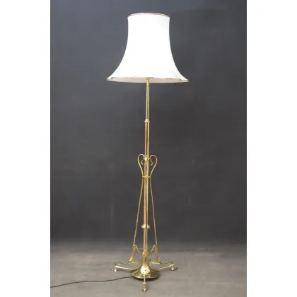 Zdjęcie Antyczna elegancka secesyjna mosiężna standardowa lampa teleskopowa