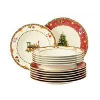 Picture 12-piece porcelain dinner set decorated with a Christmas motif - Seltmann Weiden
