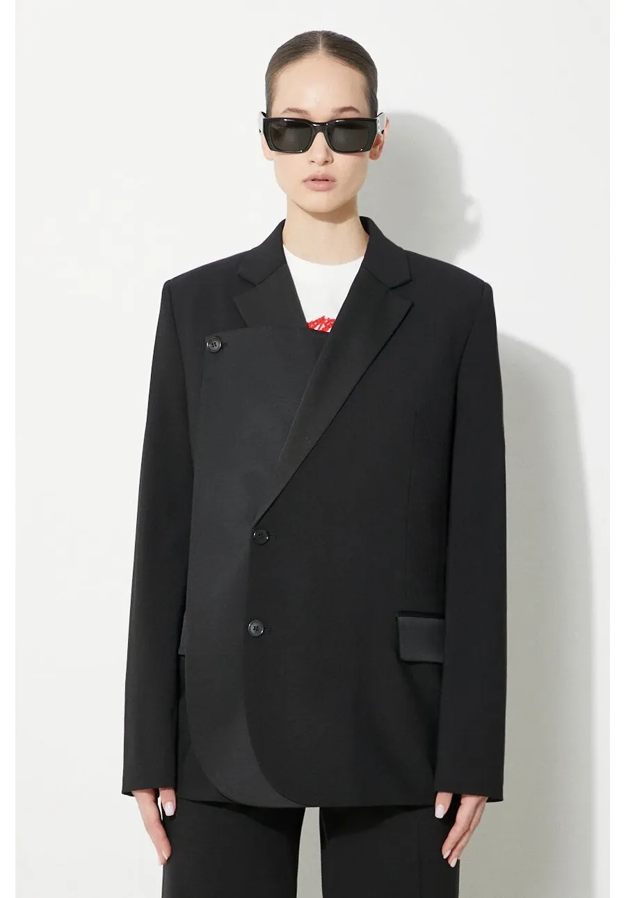 obrazek 1 JW Anderson marynarka wełniana Panelled Blazer kolor czarny jednorzędowa gładka JK0291.PG1321.999
