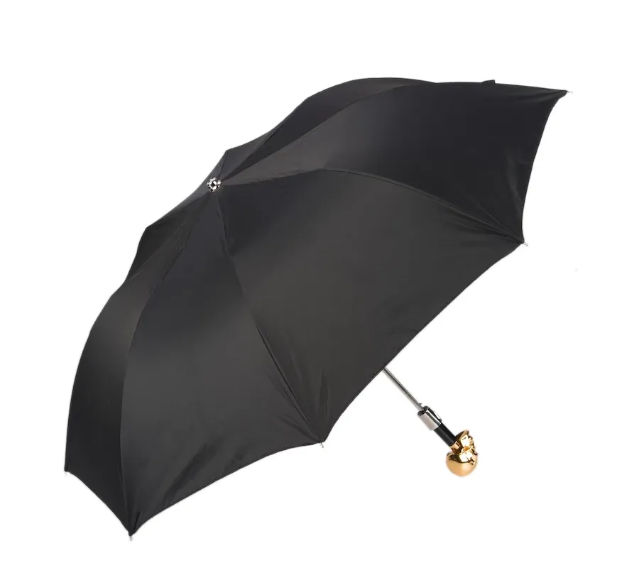 obrazek 7 Klasyczny czarny parasol męski z rączką – złotą czaszką – Pasotti