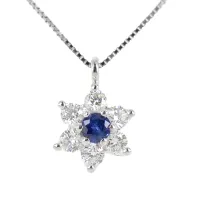 Picture Italian necklace with star pendant with sapphire and diamonds