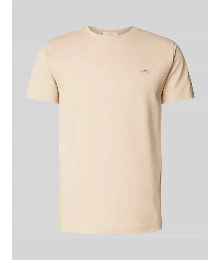 obrazek 1 T-shirt o kroju slim fit z wyhaftowanym logo