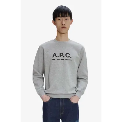 Zdjęcie A.P.C. bluza bawełniana Franco męska kolor szary z nadrukiem COGAC.M27783-HEATHERGRE