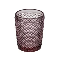 Picture A stylish set of four pink old fashion whiskey glasses from the Bicos Rosa collection with rich relief decoration - Vista Alegre