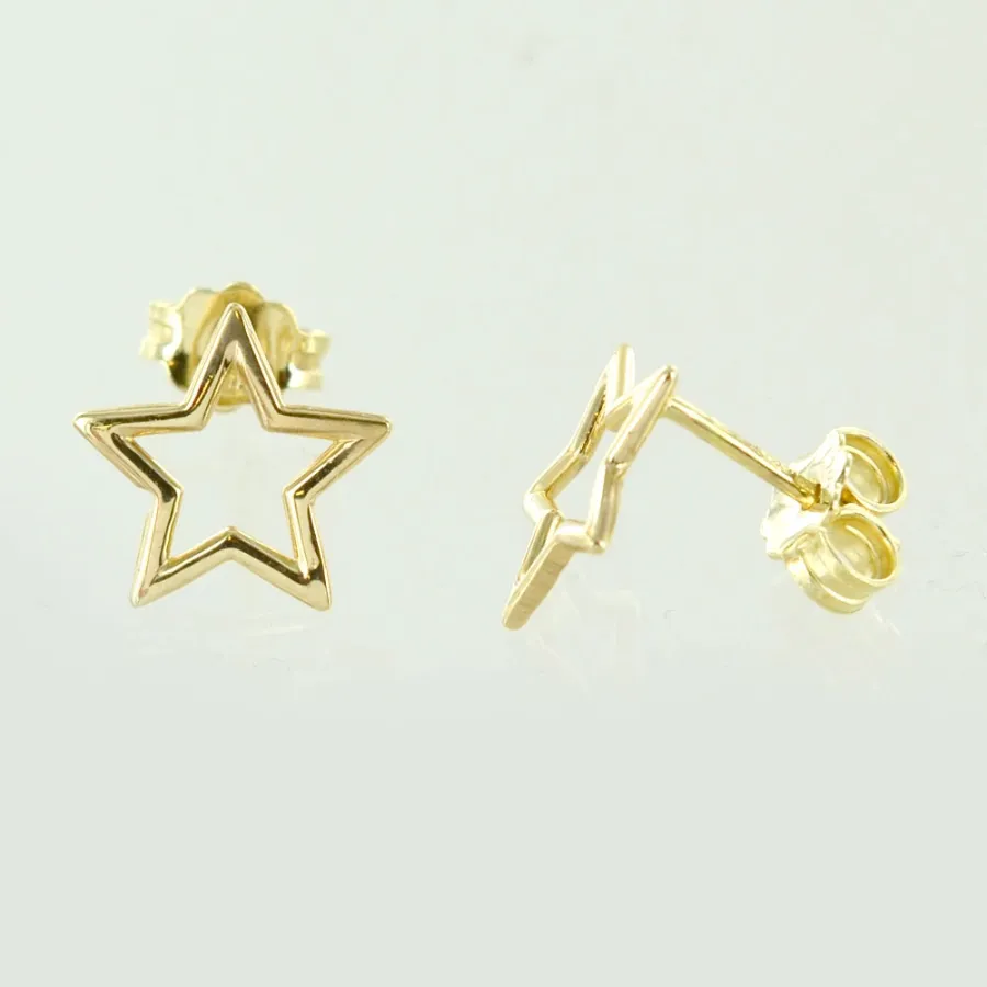 obrazek 1 Włoskie ażurowe kolczyki gwiazdki z żółtego złota