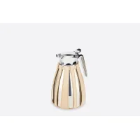 Zdjęcie Gustowny mały dzbanek termiczny w pokrowcu skórzanym w kolorze beżowego cappuccino - do kuchni