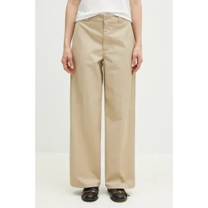 Zdjęcie Carhartt WIP spodnie Craft Pant damskie kolor beżowy szerokie high waist I032441