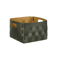 Zdjęcie Elegancki ciemnooliwkowy kosz Bottega 25x25xH20 cm